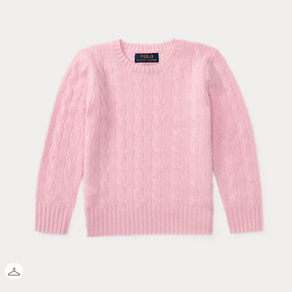 Girls pink Polo by Ralph Lauren Iconic Cable-Knit Cashmere Sweater size 6